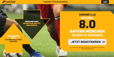 Betfair: Bayern schlägt Nürnberg - Quote 8.0