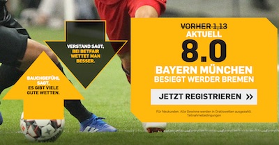 Betfair Quotenboost für Bayern vs Bremen