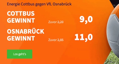 Betsson boostet die Quoten zu Cottbus vs. Osnabrück