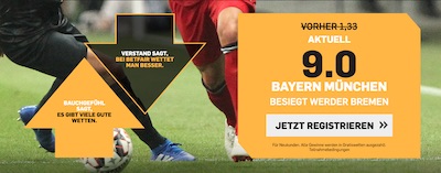 Bayern München gegen Werder Bremen Quotenboost bei Betfair