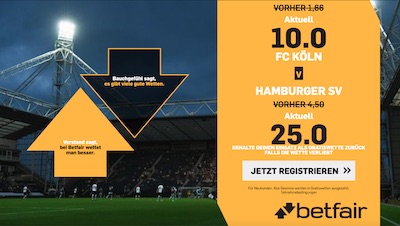 1. FC Köln gegen den HSV Quotenboost bei Betfair