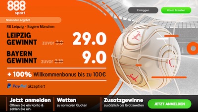 888sport: 29.0 auf RBL, 9.0 auf Bayern