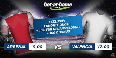 Enhanced odds zu Arsenal-Valencia bei Bet-at-home