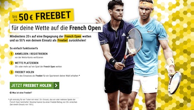 Cashpoint Freebet zu den French Open