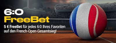 5€ für jedes 6:0 deines Favoriten bei den French Open