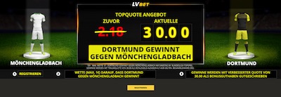 Gladbach-Dortmund: LVbet erhöht die Quote auf den BVB