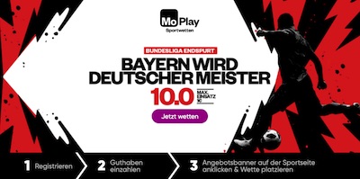 MoPlay: Wettquote 10.0, wenn Bayern Meister wird