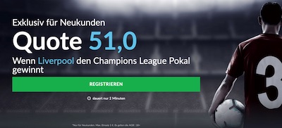 Quote 51.0 auf Liverpool (BetVictor)