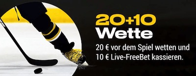 Eishockey WM: 20€ wetten, 10€ Live Wette kassieren
