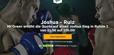 100.0 auf Joshua siegt in Runde 1 (Mr Green)