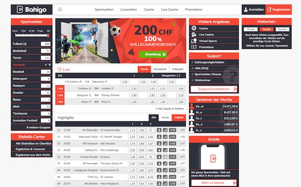 Screenshot Bahigo Sportwetten Homepage