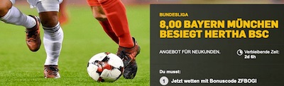 Quote 8.0, wenn Bayern die Hertha schlägt (Betfair)