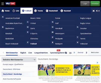 Screenshot Skybet Wettangebot