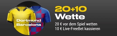 Bwin: 10€ Live-Freiwette winkt bei BVB-Barcelona