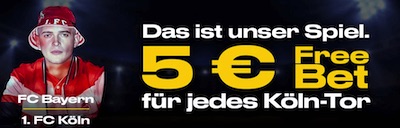 5€ Freiwette für jedes Köln Tor gegen die Bayern bei Bwin