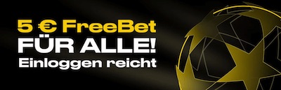 CL, 2. Spieltag: Bwin schenkt allen Kunden 5 Euro