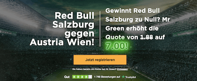 Quotenboost österreichische Bundesliga Mr. Green Salzburg Austria Wien