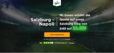 Mr Green Salzburg Napoli Faktor 11.0 wetten