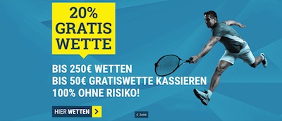 Tennis-Turnier in Shanghai bei sportwetten.de: 20% Freiwette