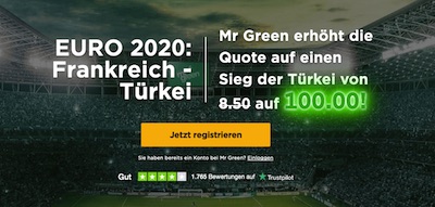 Mr Green: Quotenboost auf Türkei gewinnt in Frankreich