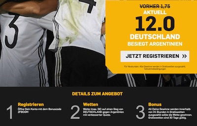 Betfair: Quote 12.0 auf GER besiegt ARG