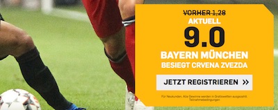 Betfair boostet Bayern auf 9.00 gegen Belgrad
