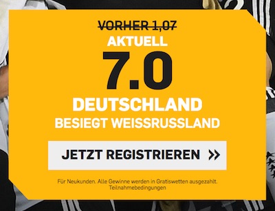 Betfair mit Quotenboost auf Deutschlang vs. Weissrussland