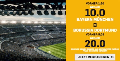 Betfair: Erhöhte Quoten zu FCB vs. BVB