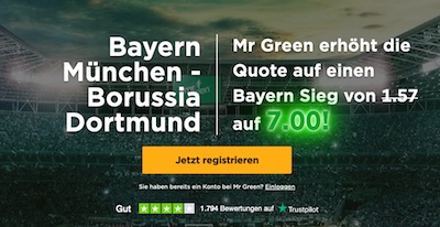 Mr Green Quotenboost auf Bayern besiegt Dortmund