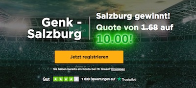 Mr Green verbesserte Quote auf RB Salzburg in Genk