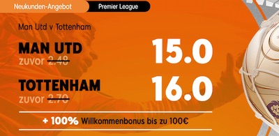 888sport mit verbesserten Quoten zu Manchester United vs Tottenham