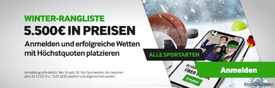 Betway Winter Rangliste: 5.500€ in Preisen
