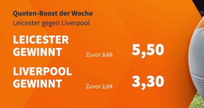 Betsson: 5.50 auf Leicter oder 3.30 auf Liverpool