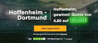 Mr Green mit Quotenboost auf Hoffenheim vs. BVB
