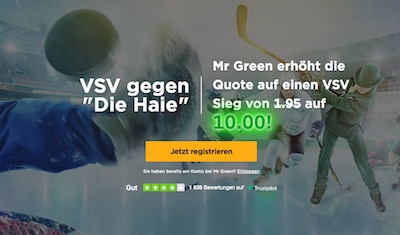 Mr Green EBEL Quotenboost für VSV vs. HC Innsbruck