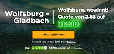 Mr Green Quoten-Hit auf Wolfsburg vs. Gladbach