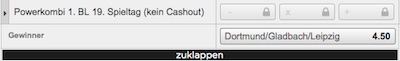 Bet3000 Powerkombi Bundesliga 19. Spieltag