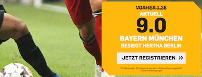 Betfair boostet Bayern-Quote gegen Hertha auf 9.00