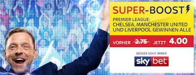 Sky Bet verbessert die Kombiquote auf Chelsea, ManUnited und Liverpool