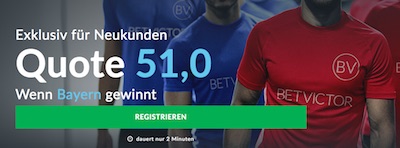 BetVictor boostet Bayerns Siegquote bei Chelsea auf 51.0