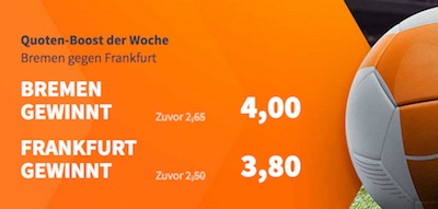 Betsson Boost der Woche zu Bremen vs. Frankfurt