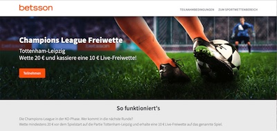 Betsson Tottenham Leipzig Live Freiwette