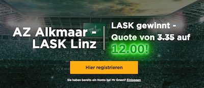 Mr Green Quotenboost auf EL-Duell Alkmaar vs. LASK