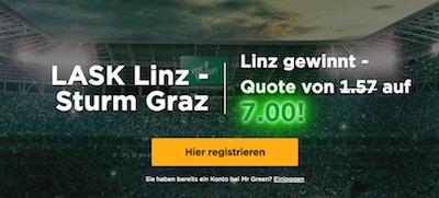 Mr Green Quotenaktion im ÖFB-Cup zu LASK gegen Sturm Graz