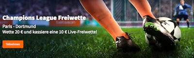 Betsson Live-Freebet für PSG vs. BVB für Pre-Live-Wette