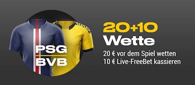 Live-Freebet von Bwin für Paris SG vs. Dortmund