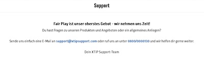 XTiP Support Mail und telefonisch