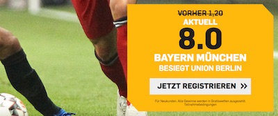 Betfair Quotenboost auf Bayern gegen Union Berlin