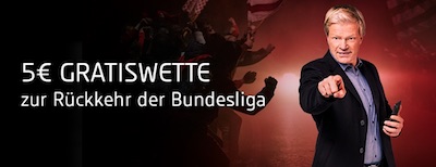 Tipico spendiert 5 Euro Gratiswette zur Bundesliga Rückkehr