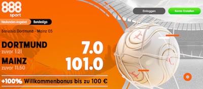 888sport mit Mega Quotenboost zu Borussia Dortmund vs. Mainz 05 am 32. Spieltag